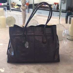 TODS authentic pebbled leather metallic gray